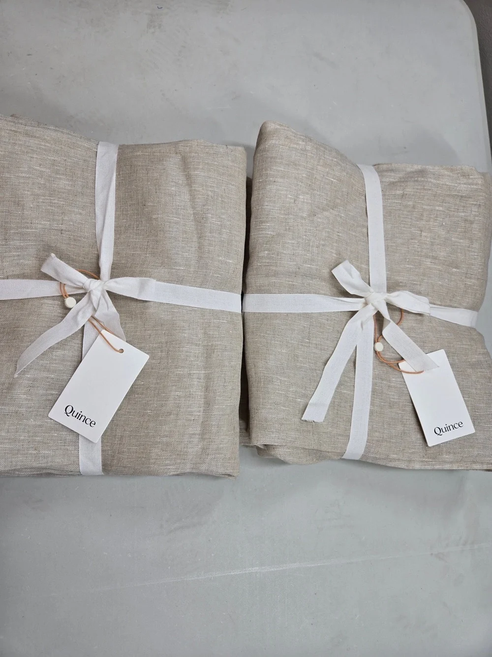NWT QUINCE Set Of 4 48x84 European Linen Sheer Curtains Flax 9807